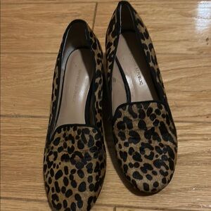 Banana Republic Leopard Print hair calf Women's block heeled Loafers
